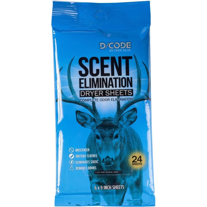 Code Blue D/CODE by Code Blue Scent Elimination Dryer Sheets, Unscented, 24 Sheets - Image 1